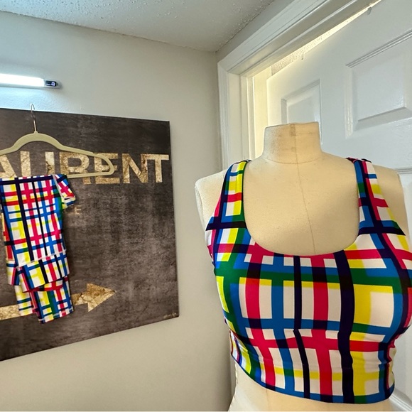 Terez XS Technicolor Plaid Shine Leggings and Sports Bra Set ♥️💙💛 - Picture 16 of 16